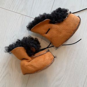 Swedish sheepskin baby booties